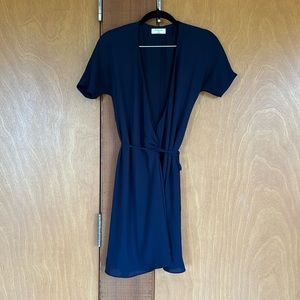 Babaton midnight blue wrap dress